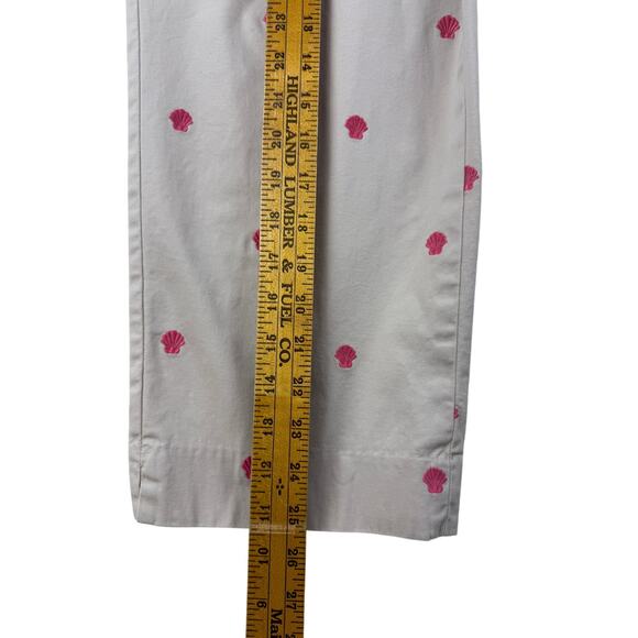 Talbots Signature Embroidered Crop Pants Size 16 Pink Shells Stretch Khaki Chino - Picture 8 of 12